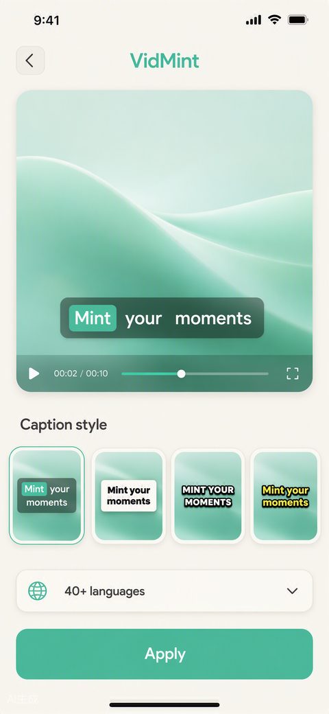Автосубтитры VidMint генерируют анимированные субтитры на коротком видео